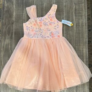 Cat & Jack Peach Tulle One-Shoulder Dress- size L (10/12)